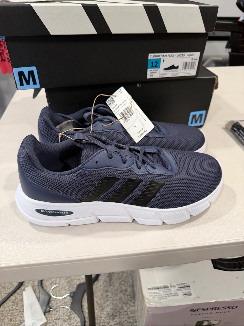 Adidas Men’s Cloudfoam Flex Laces Athletic Sneakers navy blue Size 12 M
